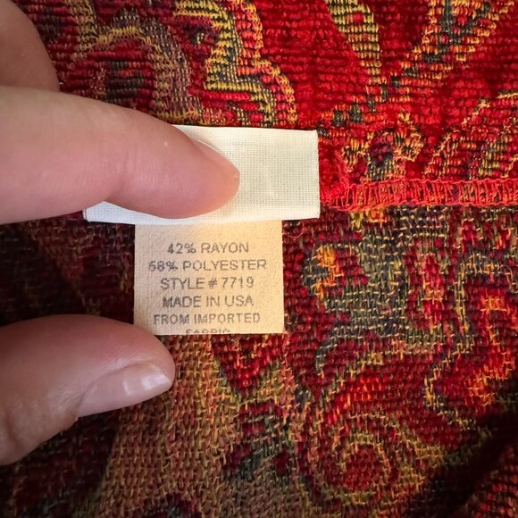 Habitat Red Paisley Print Tapestry Collarless Jacket, Arty Coat,  Size Large - Picture 5 of 8